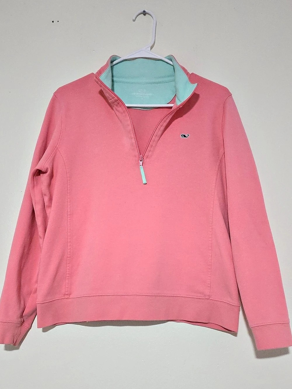 vineyard vines Women's 100% Cotton Quarter-Zip Pullover Pink Large